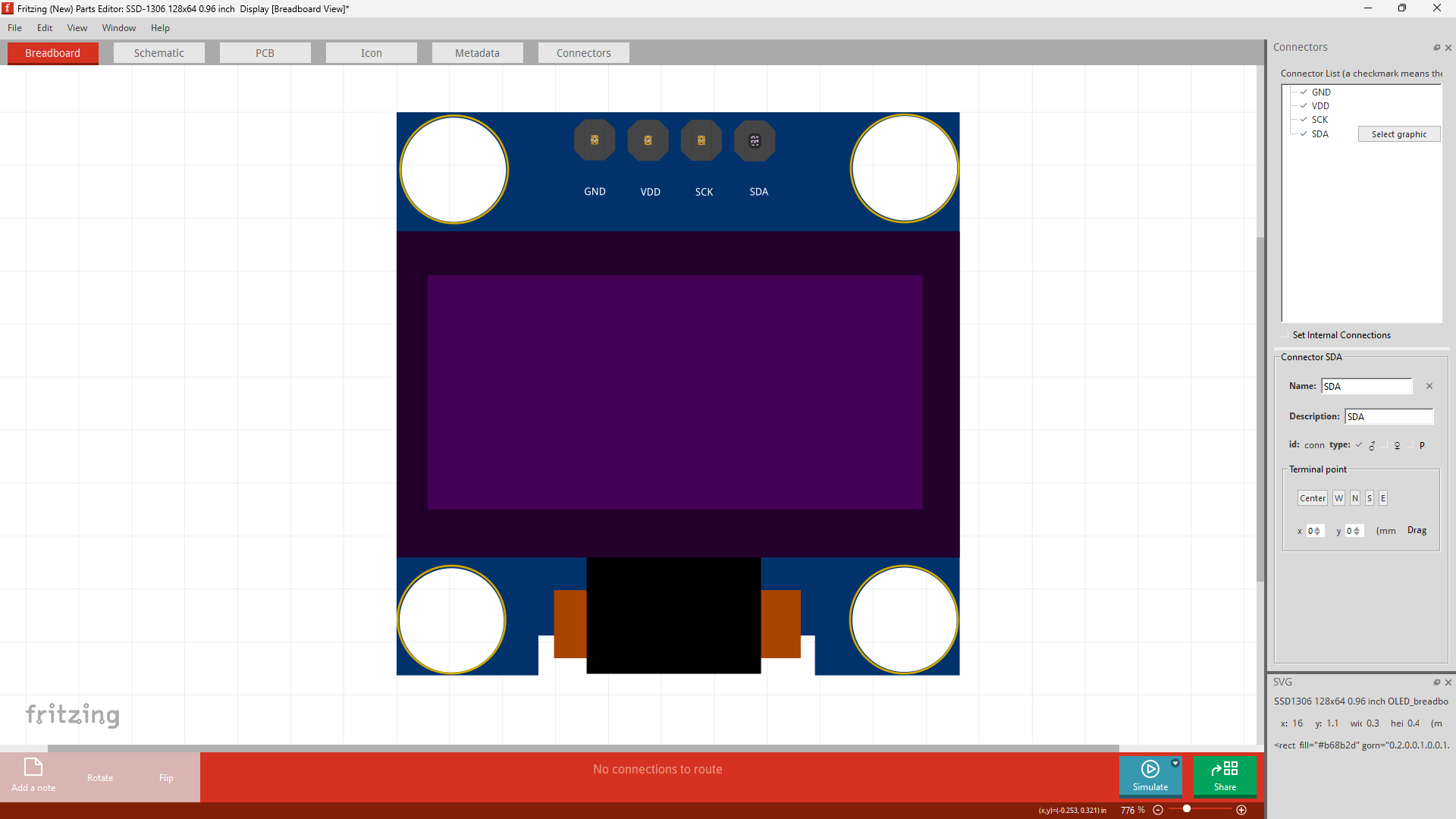 Final Breadboard view of SSD1306 128x64